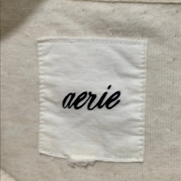 Aerie Cream Beige Oversized Long Sleeve Henley Shirt - Picture 4 of 7